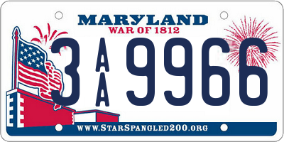 MD license plate 3AA9966