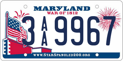 MD license plate 3AA9967