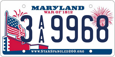 MD license plate 3AA9968