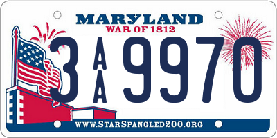 MD license plate 3AA9970