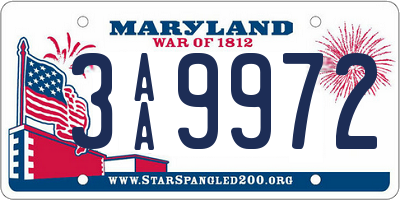 MD license plate 3AA9972