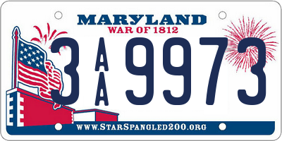 MD license plate 3AA9973