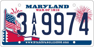 MD license plate 3AA9974