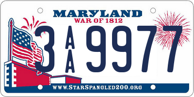 MD license plate 3AA9977