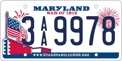 MD license plate 3AA9978