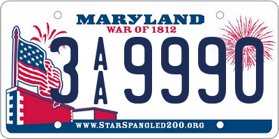 MD license plate 3AA9990