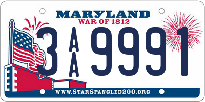 MD license plate 3AA9991