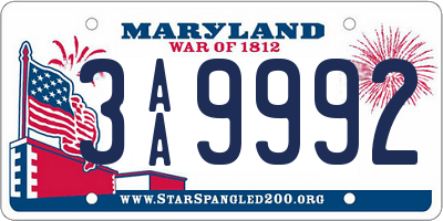 MD license plate 3AA9992