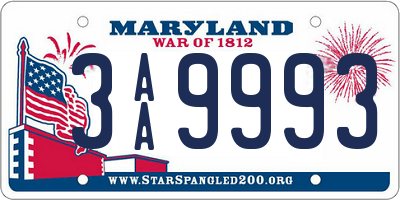 MD license plate 3AA9993