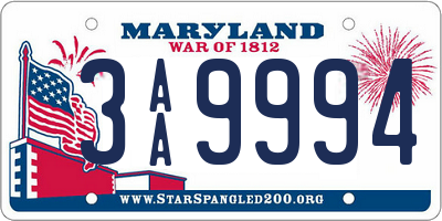 MD license plate 3AA9994