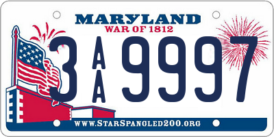 MD license plate 3AA9997