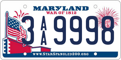 MD license plate 3AA9998