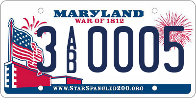 MD license plate 3AB0005