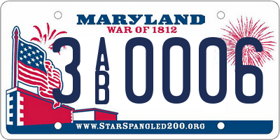 MD license plate 3AB0006