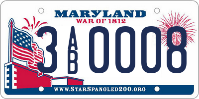 MD license plate 3AB0008