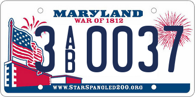 MD license plate 3AB0037