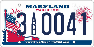 MD license plate 3AB0041