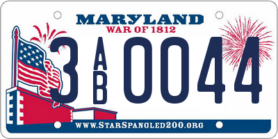 MD license plate 3AB0044