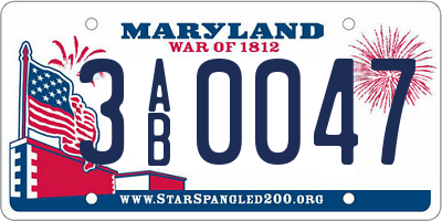 MD license plate 3AB0047