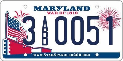 MD license plate 3AB0051