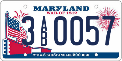 MD license plate 3AB0057