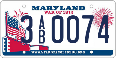 MD license plate 3AB0074