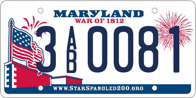 MD license plate 3AB0081