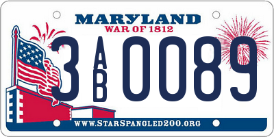 MD license plate 3AB0089