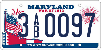 MD license plate 3AB0097