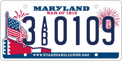 MD license plate 3AB0109