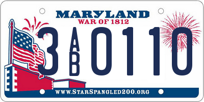 MD license plate 3AB0110