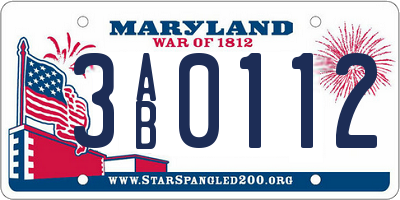 MD license plate 3AB0112