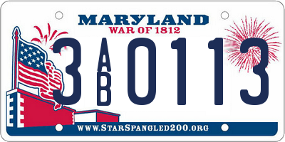 MD license plate 3AB0113