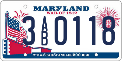 MD license plate 3AB0118