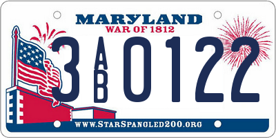 MD license plate 3AB0122