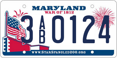 MD license plate 3AB0124