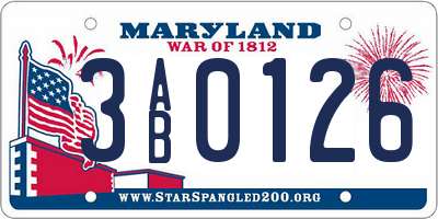 MD license plate 3AB0126