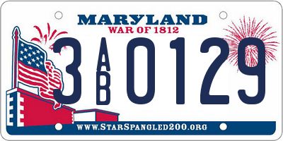 MD license plate 3AB0129