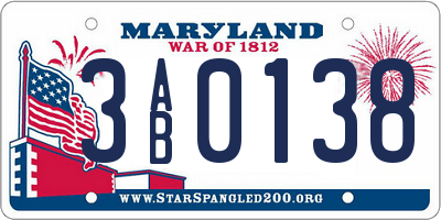 MD license plate 3AB0138