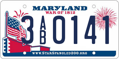 MD license plate 3AB0141