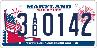 MD license plate 3AB0142
