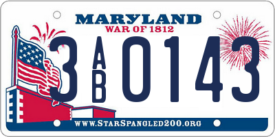 MD license plate 3AB0143