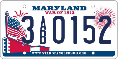 MD license plate 3AB0152