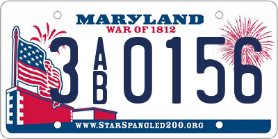 MD license plate 3AB0156