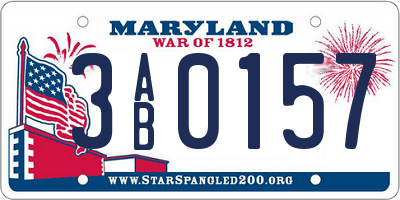 MD license plate 3AB0157