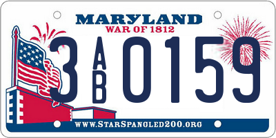 MD license plate 3AB0159