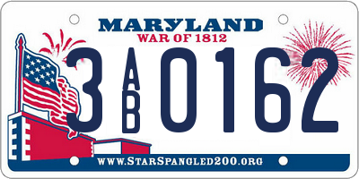MD license plate 3AB0162