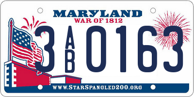 MD license plate 3AB0163