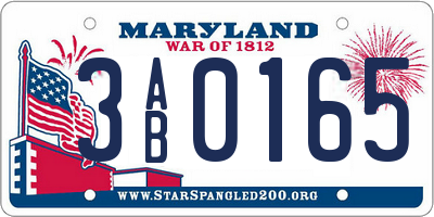 MD license plate 3AB0165