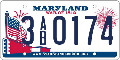 MD license plate 3AB0174